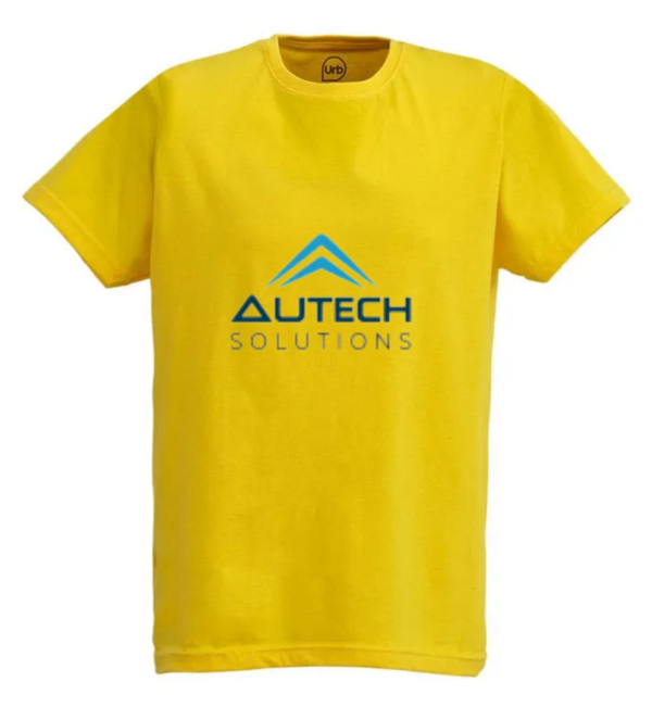 Camiseta básica de color amarillo personaliza con el logotipo de nuestra empresa