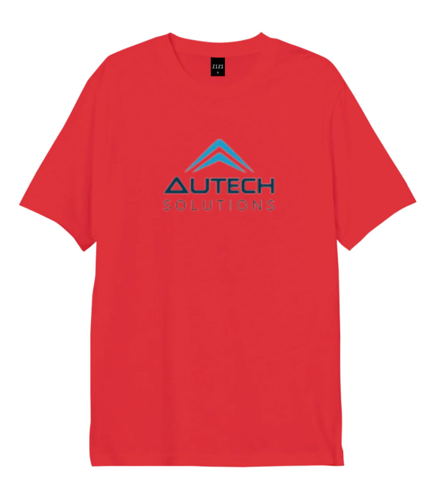 Camiseta básica de color rojo personaliza con el logotipo de nuestra empresa