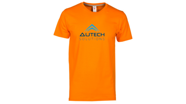 Camiseta básica de color naranja personaliza con el logotipo de nuestra empresa