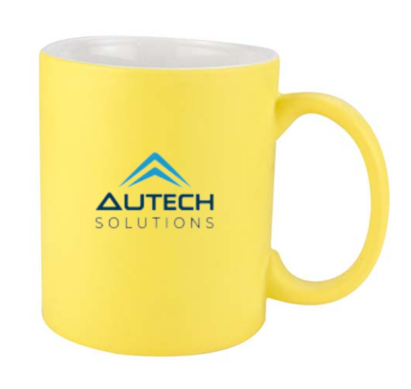 Taza de color amarillo personaliza con el logotipo de nuestra empresa
