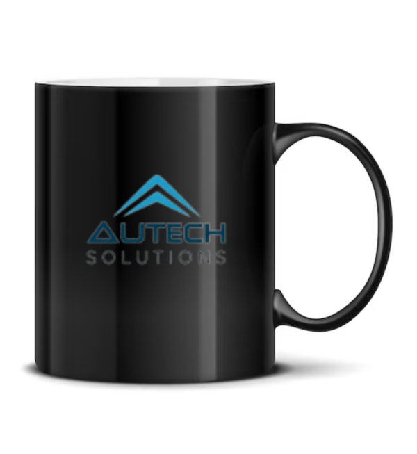 Taza de color negro personaliza con el logotipo de nuestra empresa