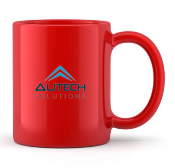 Taza de color roja personaliza con el logotipo de nuestra empresa