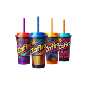 Vasos reutilizables merchandising Zafiro