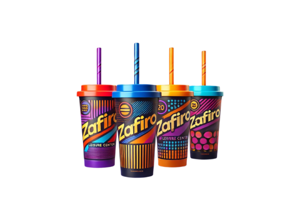 Vasos reutilizables merchandising Zafiro