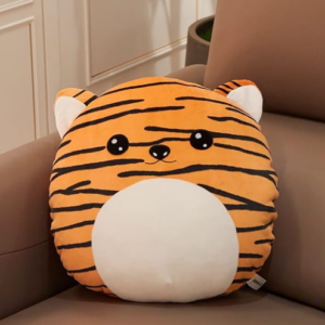 Almohada redonda de peluche de tigre, súper suave y tierno, decoración del hogar