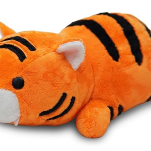 imagen principal desde una vista frontal del peluche de tigre naranja rayado de zarpi