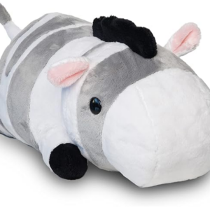 Imagen principal de frente, de zeb, peluche de cebra gris, blanco y negro,